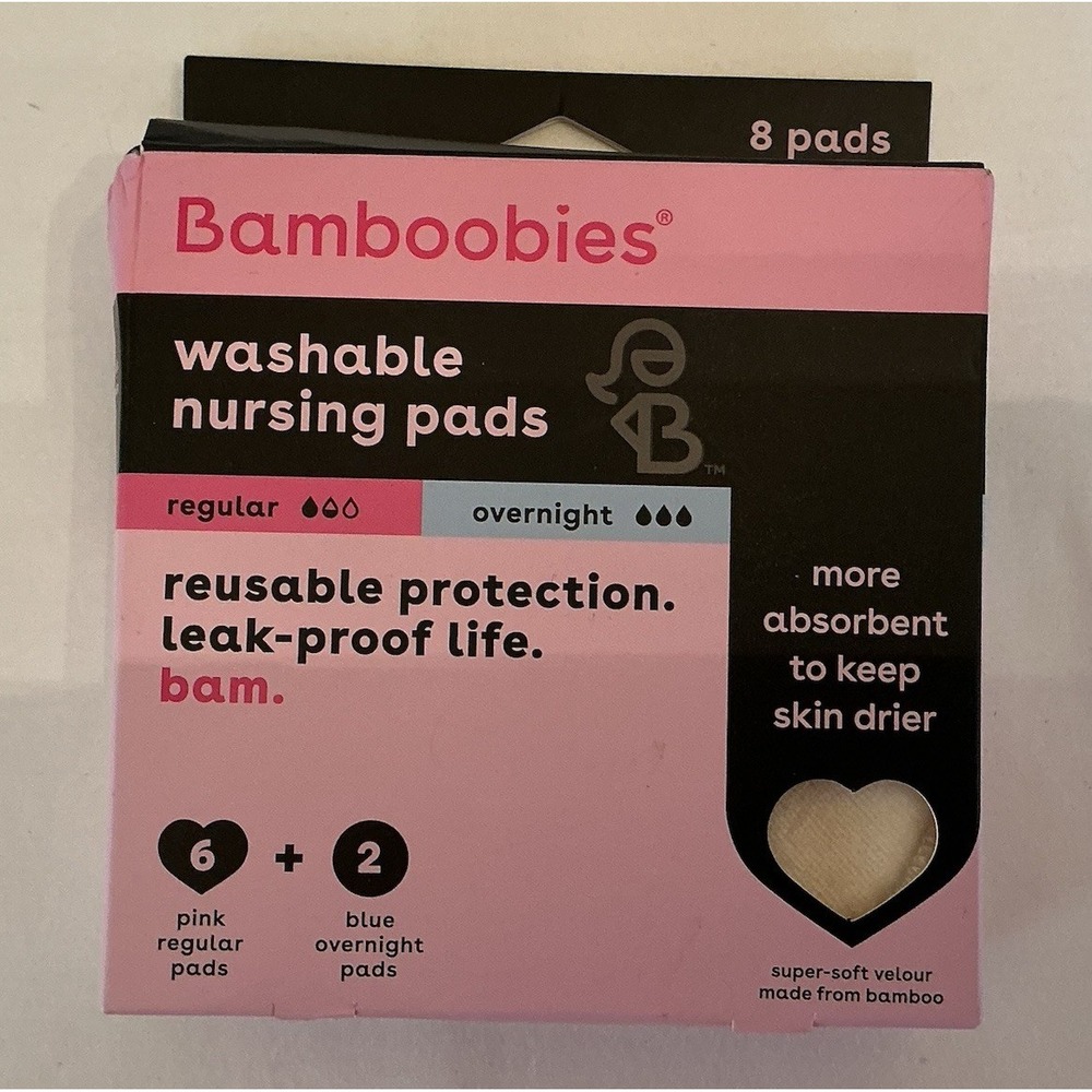 Bamboobies Washable Nursing Pads - Reusable Protection - 8 Pack!